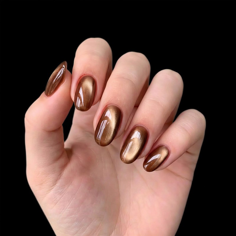 Press-on nail product photo - hand close-up on black background